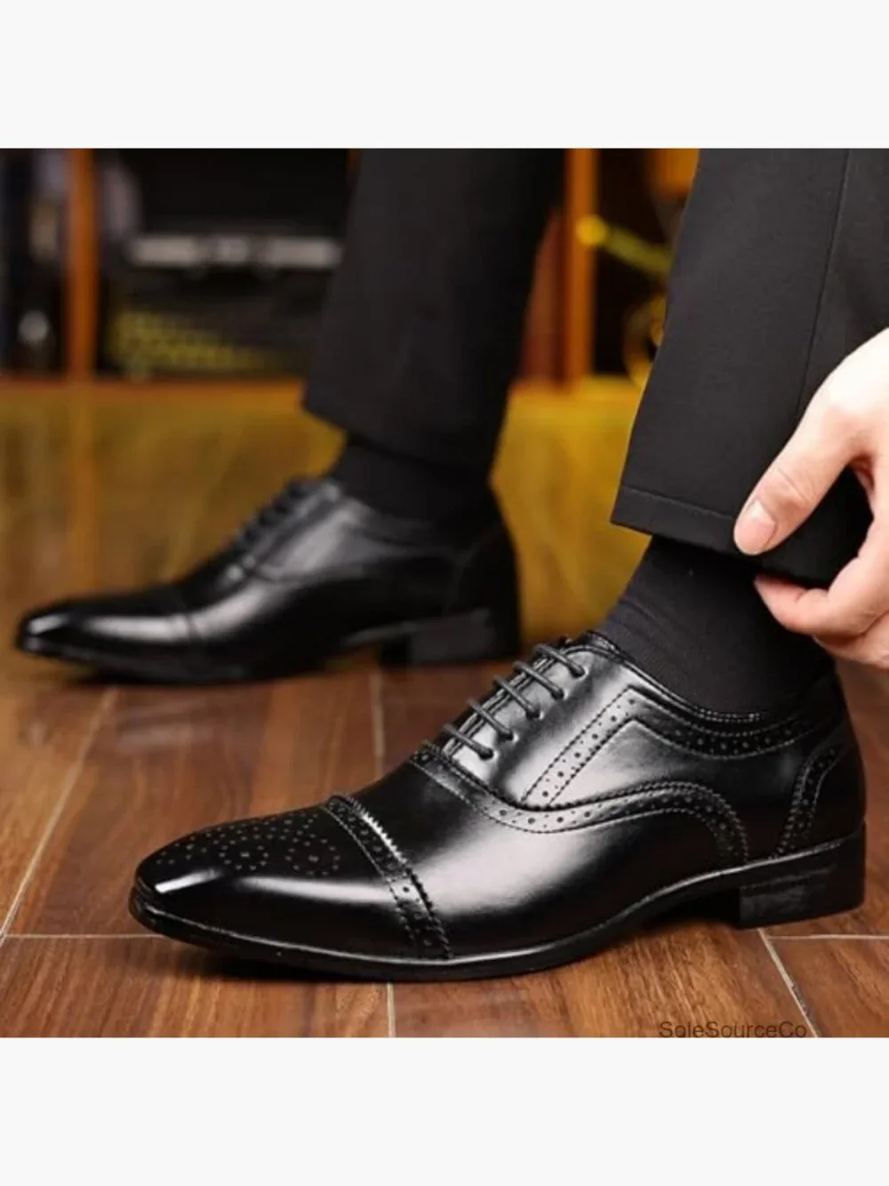 Men's Leather Lace Up Cap Toe Brogue Oxfords Dress Shoes Classic Business